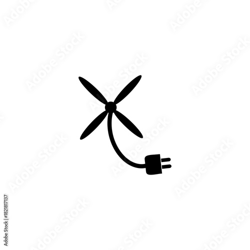 Green energy windmill with long shadow icon isolated on white background