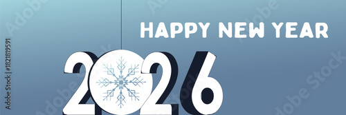 2026 New Year holidays blue white banner, background, poster, card, design. Simple Template Happy New Year cover, labels isolated wallpaper.	