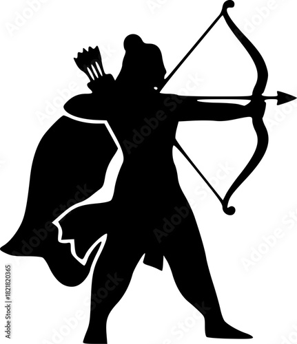 Unique Lord Ram Minimal Silhouette Logos in Pure Black Vector