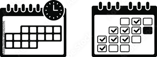 Simple calendar and to do list icons displayed in a minimalist black and white style