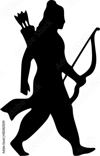 Minimal Lord Ram Silhouette Logo Unique Black Vector Designs