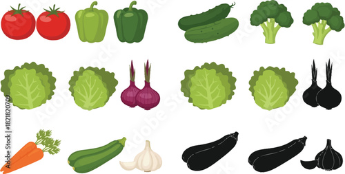 Colorful assortment of fresh vegetables tomatoes peppers cucumbers and more