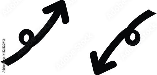 Two simple black arrows with circles pointing in different directions