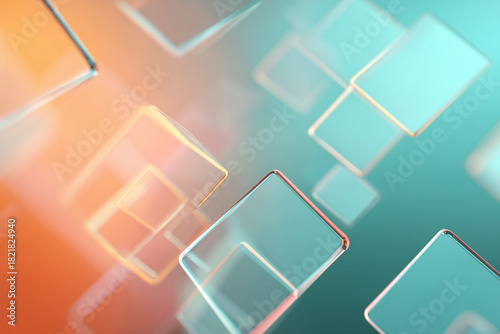 Floating transparent shapes in a soft gradient background