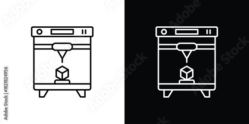 3D printing icons isolated outline vector icon with editable stroke