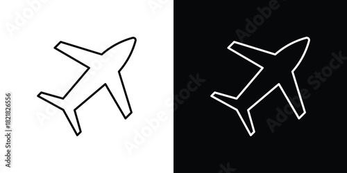 Airplane icons isolated outline vector icon with editable stroke