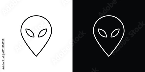 Alien face icons isolated outline vector icon with editable stroke