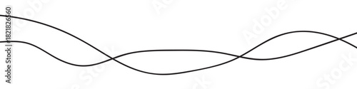 Vector black abstract wave thin curved lines graphic for design