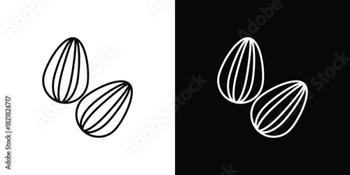 Almond icons isolated outline vector icon with editable stroke