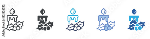 Christmas Candle icon set multiple style collection