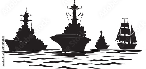 Warship silhouette vector
