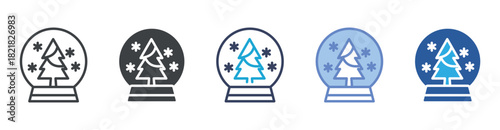 Snow Globe icon set multiple style collection