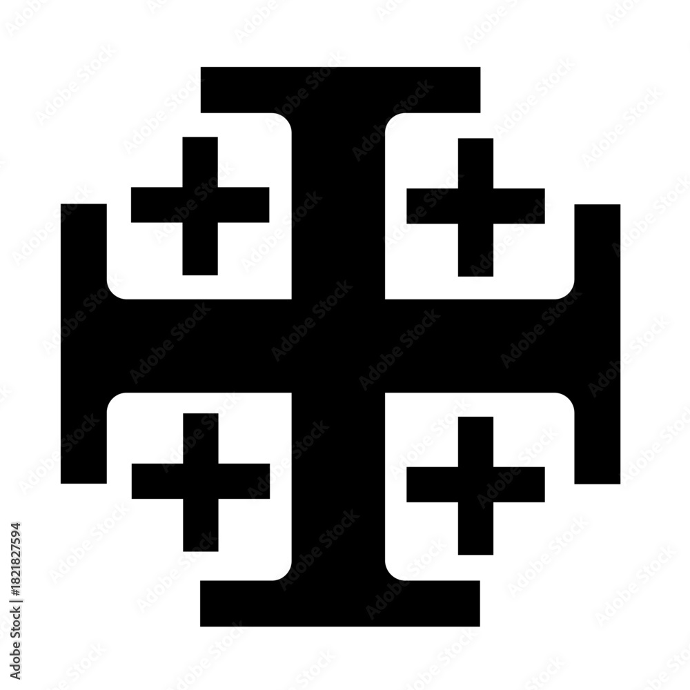 Obraz premium Jerusalem Cross Icon black silhouette.