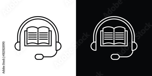 Audiobook icons isolated outline vector icon with editable stroke