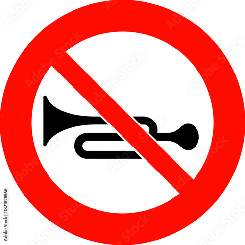 No Horn Hooting Sound Prohibition Sign
