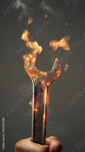 Burning wrench held in a hand