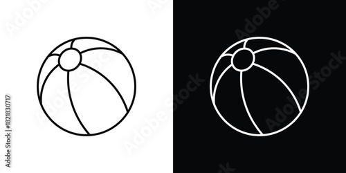 Beach ball icons isolated outline vector icon with editable stroke