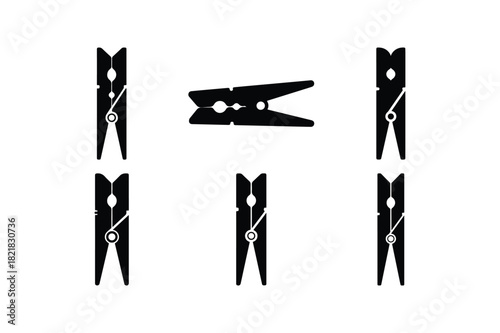 Clothespin Silhouette Vector Collection