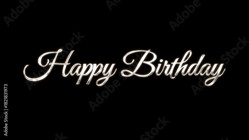 Happy Birthday image with silver text lettering on transparent background or dark. Perfect for birthday cards, social media posts, invitation, and party.
