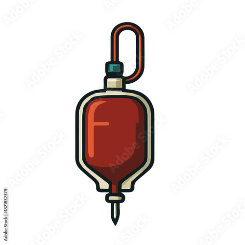 A compact blood pack with a clear window showing fluid level.