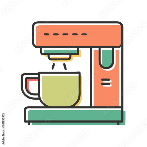 Coffee Maker Brewing a Cup of Coffee with Freshly Brewed Drink.