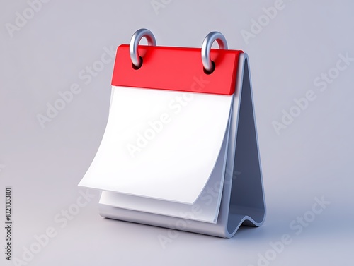 Empty 3d rendered desk calendar with customizable blank pages