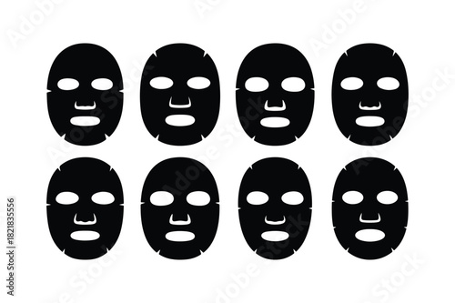 Face Mask Skincare Icons Vector Set