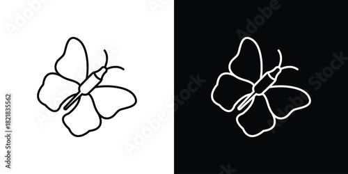 Butterfly icons isolated outline vector icon with editable stroke