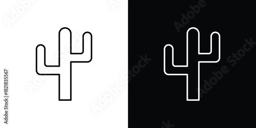 Cactus icons isolated outline vector icon with editable stroke