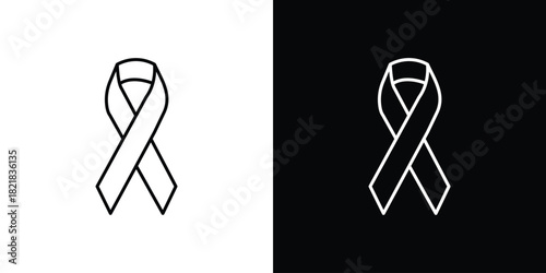 Cancer ribbon icons isolated outline vector icon with editable stroke