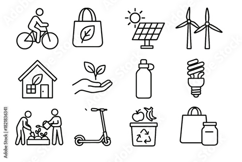 Electric garden sustainable reusable vector panel care compost icon icons solar refillable