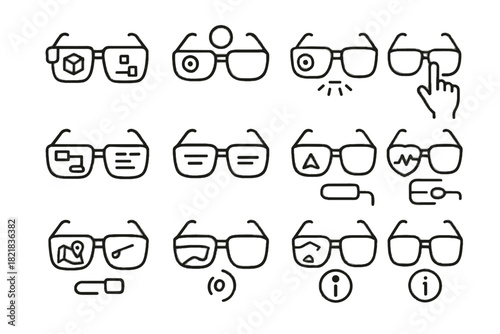 Icon display fitness digital glasses info reality connected smart virtual vector