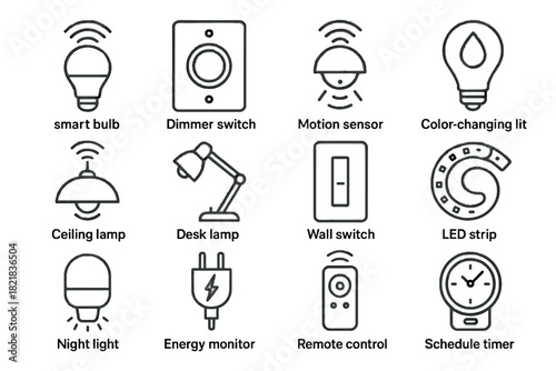 Icon vector icons switch smart led night light energy strip dimmer timer