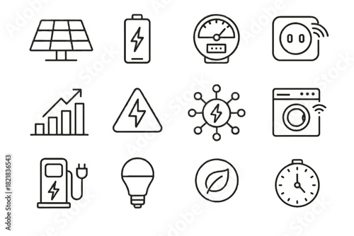 Icon panel icons plug vector consumption connected energy management alert led storage