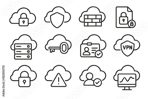 Security shield vector lock permission icon vpn user alert secure icons cloud