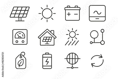 Connection icon icons battery sun solar indicator electrical energy vector meter panel