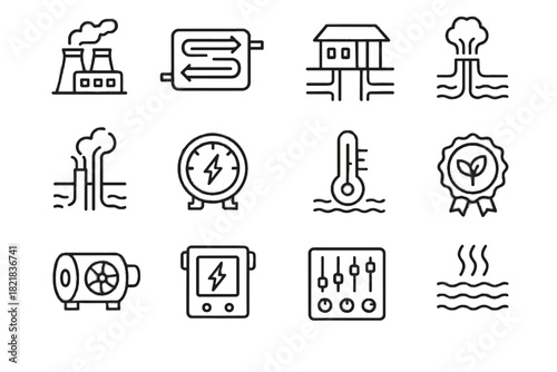 Arrows energy control geothermal vector icon steam gauge icons badge vent