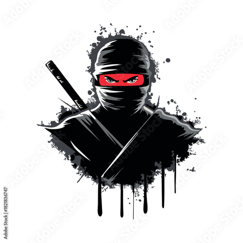 Dark Ninja Warrior Vector Illustration