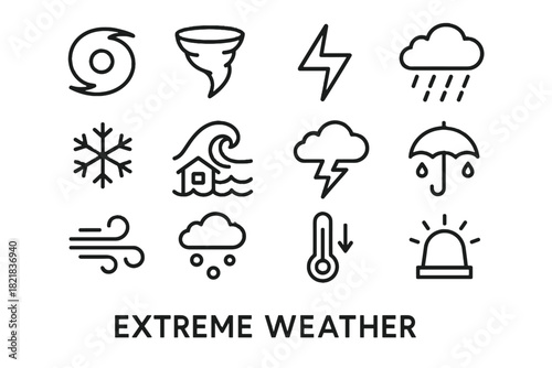 Tornado icon wave bolt icons vector lightning gust weather storm heavy snowflake