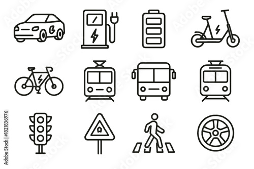 Sign icon vector electric subway vehicle pedestrian light car tram station