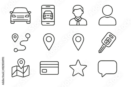 Icon vector ride rating bubble vehicle point car icons pickup driver sharing