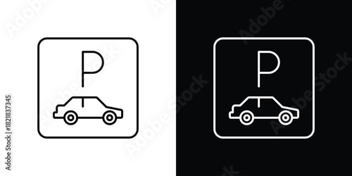 Car parking icons isolated outline vector icon with editable stroke