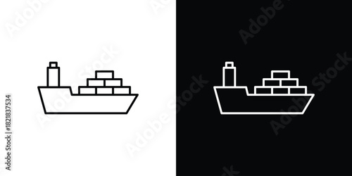 Cargo ship icons isolated outline vector icon with editable stroke