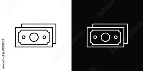 Cash icons isolated outline vector icon with editable stroke