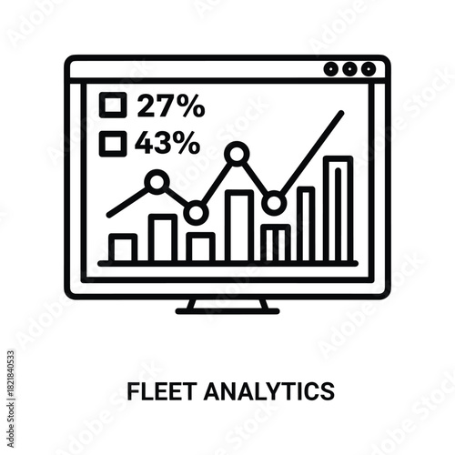 Line and bar chart showing fleet analytics data on a monitor