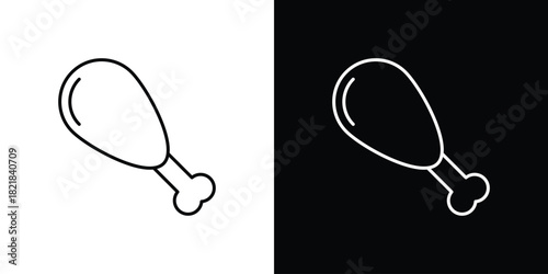 Chicken leg icons isolated outline vector icon with editable stroke