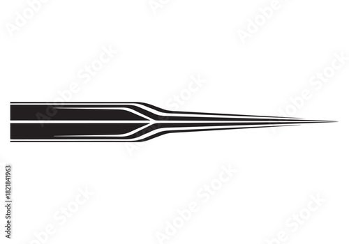Close up of a fine point tattoo needle with black and white lines