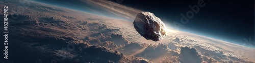 an asteroid flying towards the Earth.
