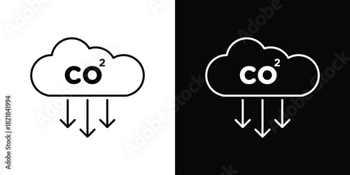 CO2 emission icons isolated outline vector icon with editable stroke