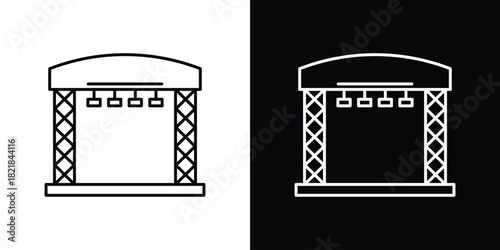 Concert stage icons isolated outline vector icon with editable stroke